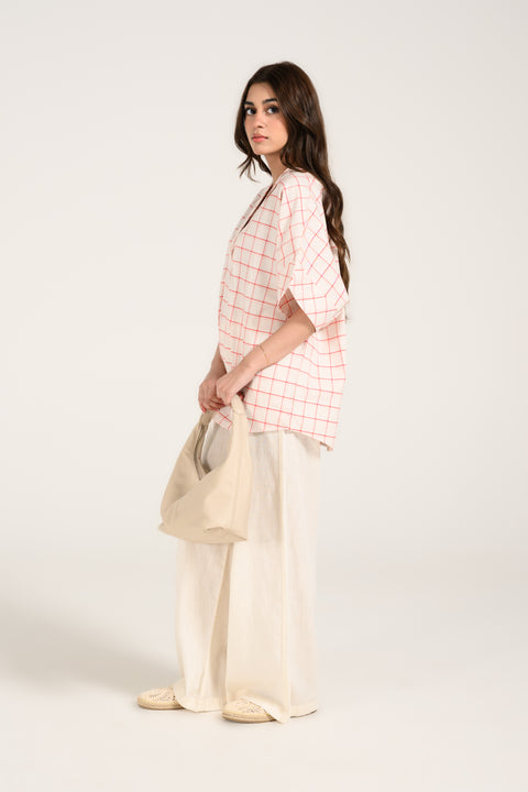 OVERSIZED CHECKERED KIMONO TOP