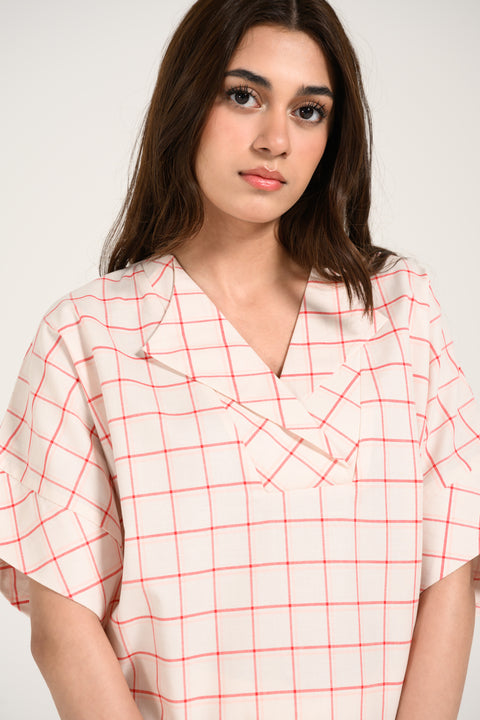 OVERSIZED CHECKERED KIMONO TOP