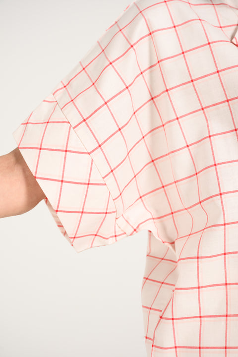 OVERSIZED CHECKERED KIMONO TOP