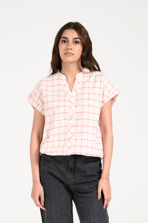 CHECKERED KIMONO TOP