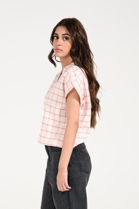 CHECKERED KIMONO TOP