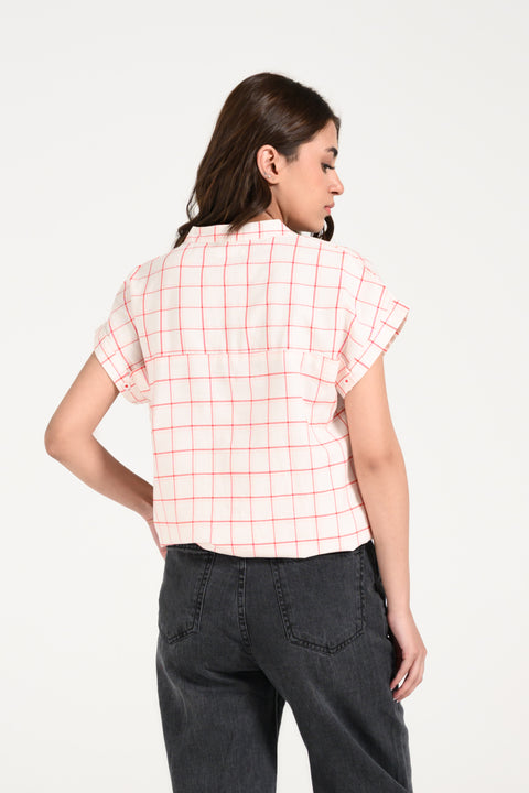 CHECKERED KIMONO TOP