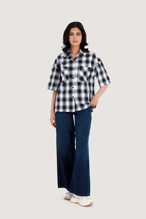 CHECKERED BUTTON DOWN TOP