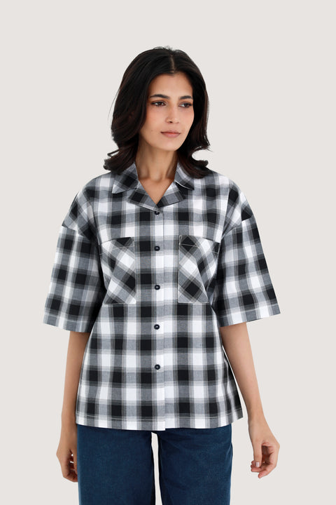 CHECKERED BUTTON DOWN TOP