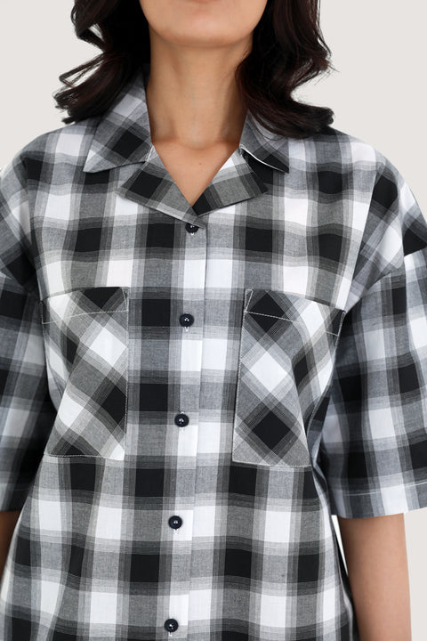 CHECKERED BUTTON DOWN TOP