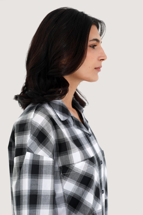 CHECKERED BUTTON DOWN TOP