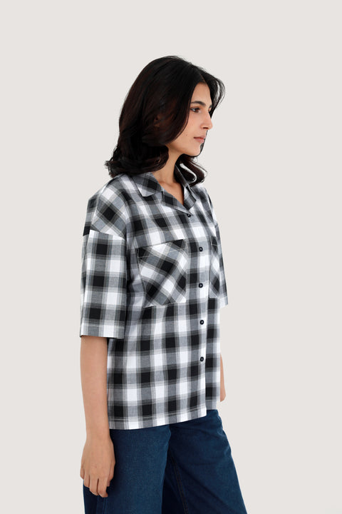 CHECKERED BUTTON DOWN TOP
