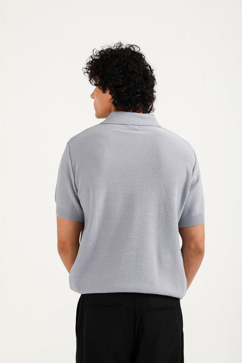 TEXTURED KNITTED POLO
