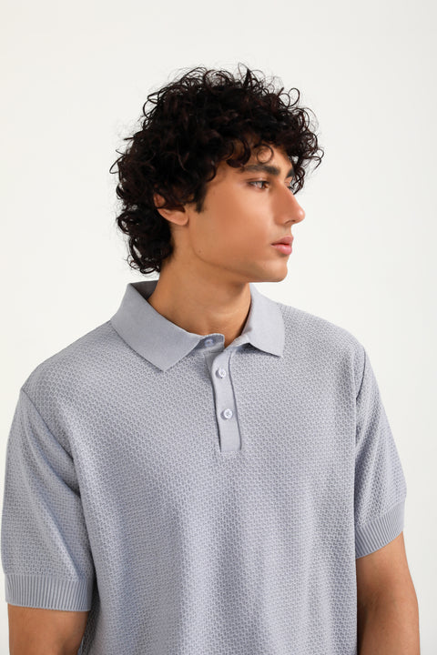 TEXTURED KNITTED POLO