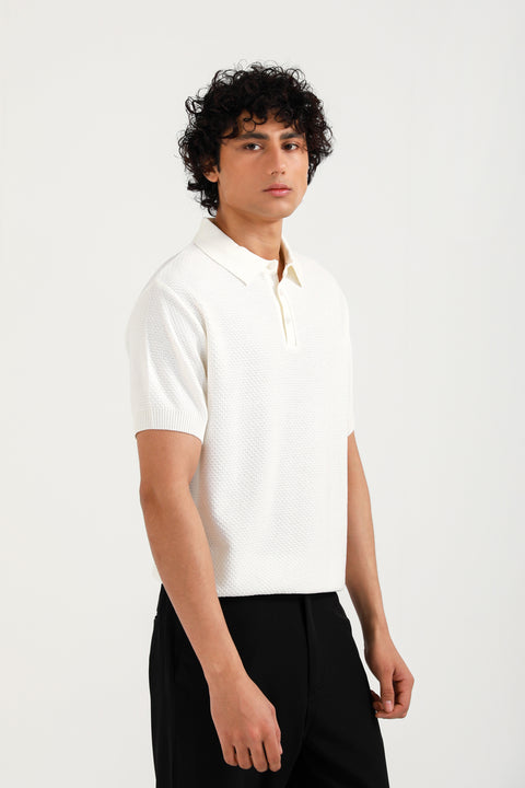 TEXTURED KNITTED POLO