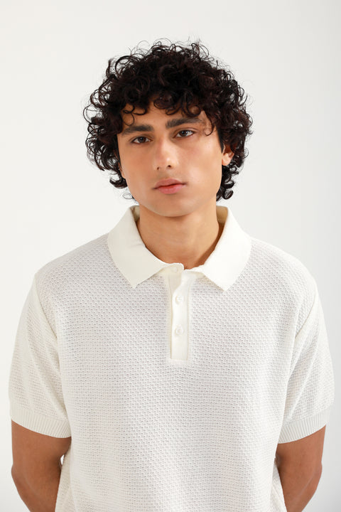 TEXTURED KNITTED POLO