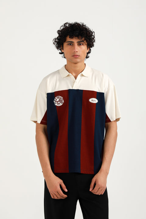 BAGGY FIT CONTRAST PANEL POLO