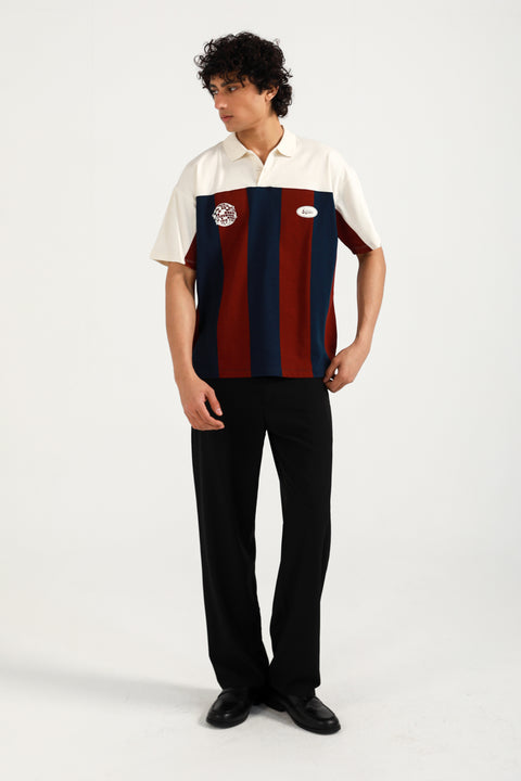BAGGY FIT CONTRAST PANEL POLO