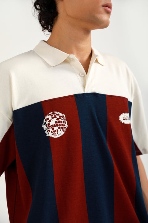 BAGGY FIT CONTRAST PANEL POLO