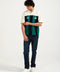 BAGGY FIT CONTRAST PANEL POLO