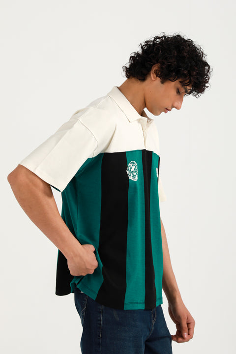 BAGGY FIT CONTRAST PANEL POLO