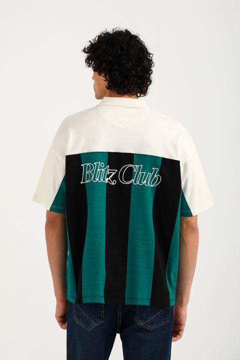 BAGGY FIT CONTRAST PANEL POLO