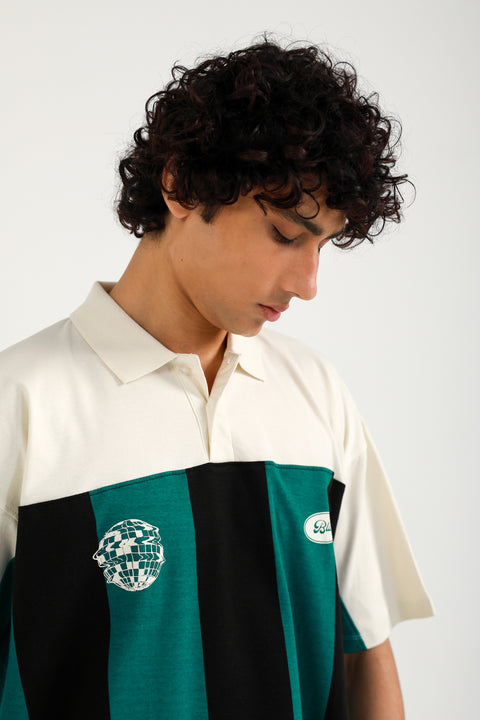 BAGGY FIT CONTRAST PANEL POLO