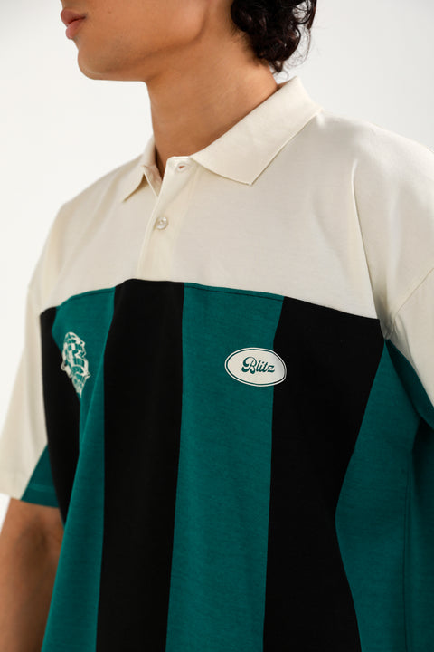 BAGGY FIT CONTRAST PANEL POLO