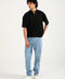 BOXY FIT MOCK NECK ZIP PLACKET POLO