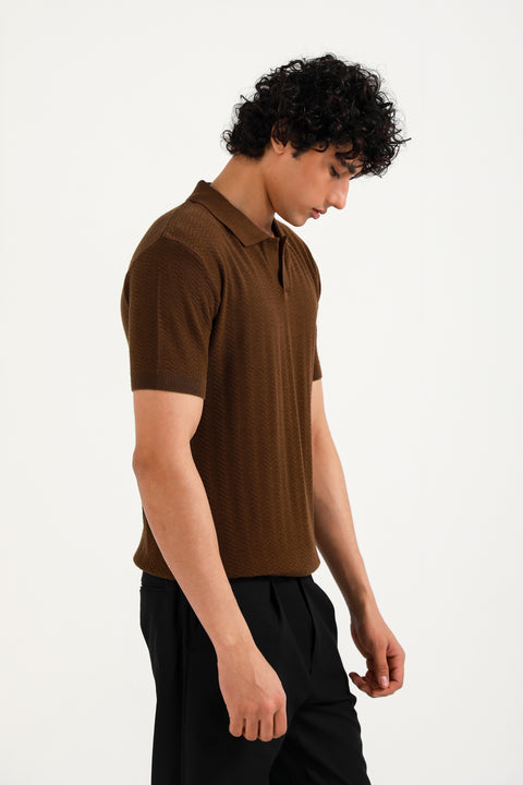 TEXTURED KNITTED POLO