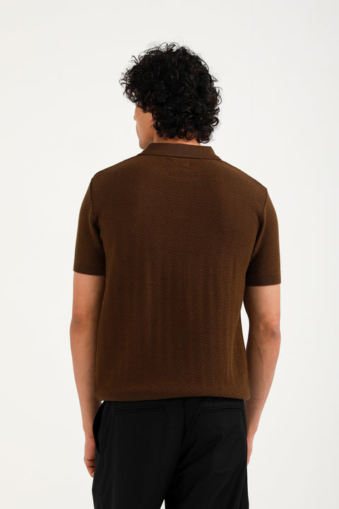 TEXTURED KNITTED POLO