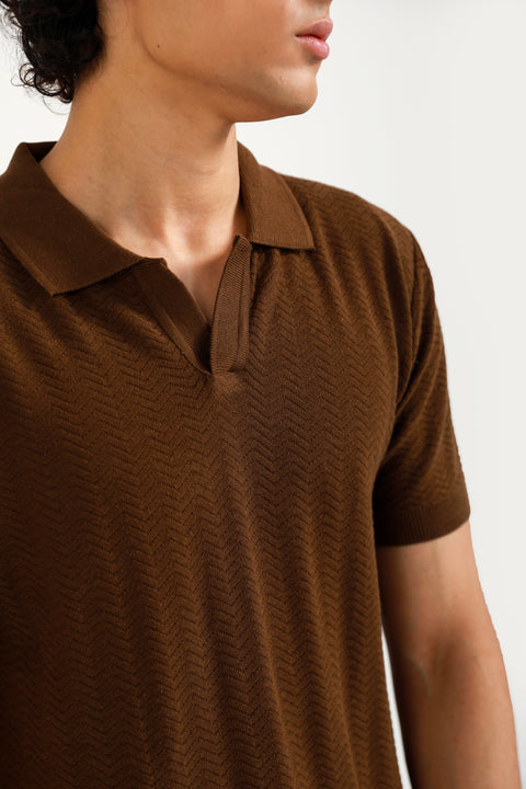 TEXTURED KNITTED POLO