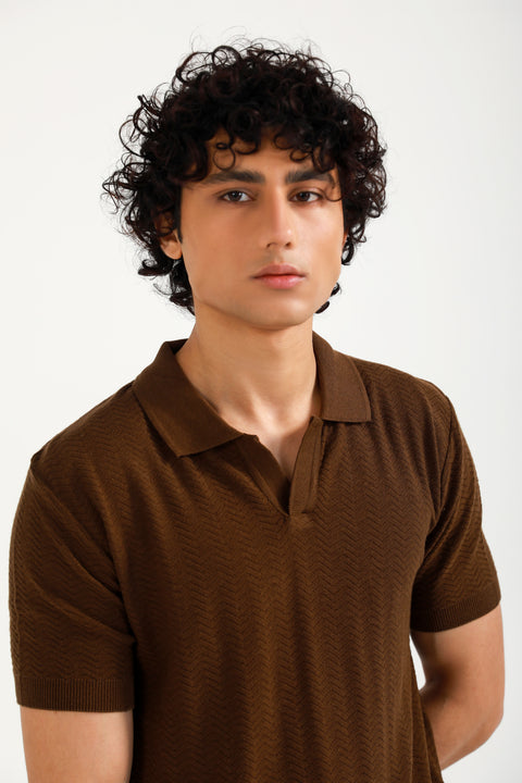 TEXTURED KNITTED POLO