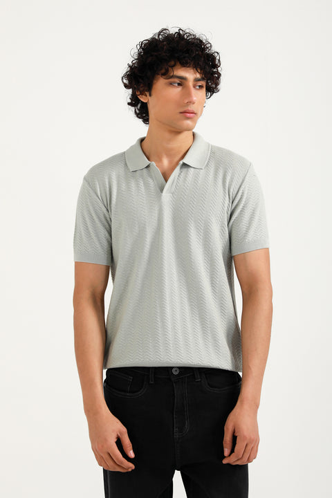 TEXTURED KNITTED POLO