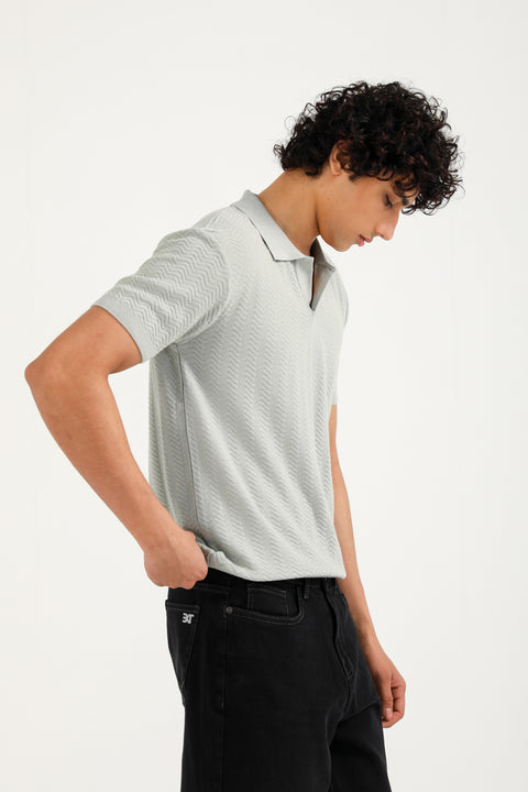TEXTURED KNITTED POLO
