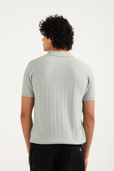 TEXTURED KNITTED POLO