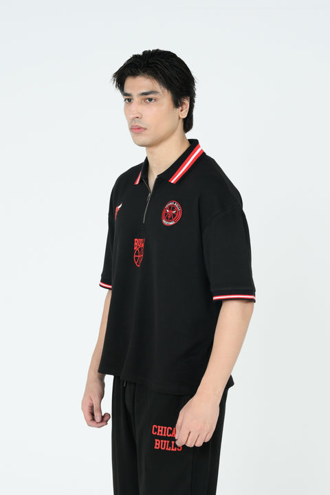 BOXY FIT ZIP PLACKET GRAPHIC POLO