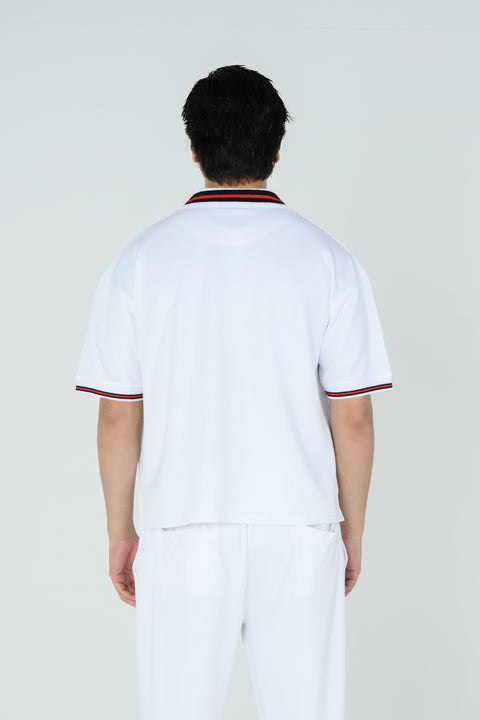 BOXY FIT ZIP PLACKET GRAPHIC POLO