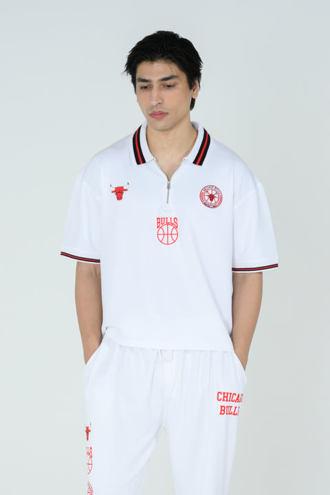 BOXY FIT ZIP PLACKET GRAPHIC POLO