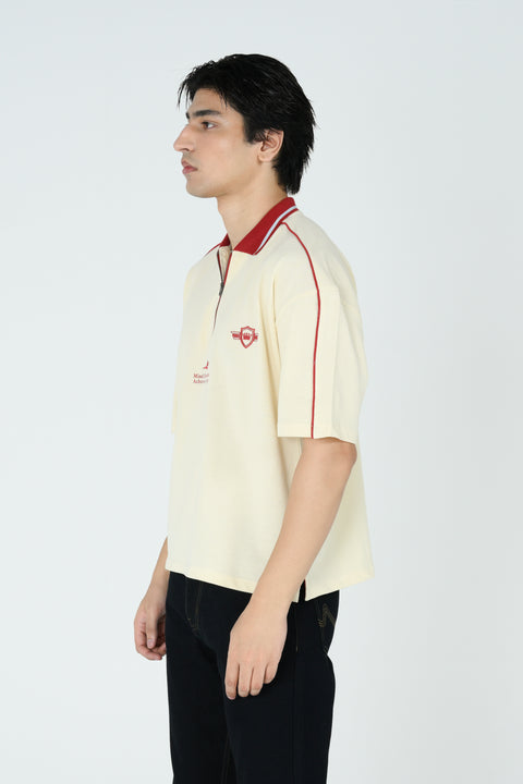 BOXY FIT ZIP PLACKET GRAPHIC POLO