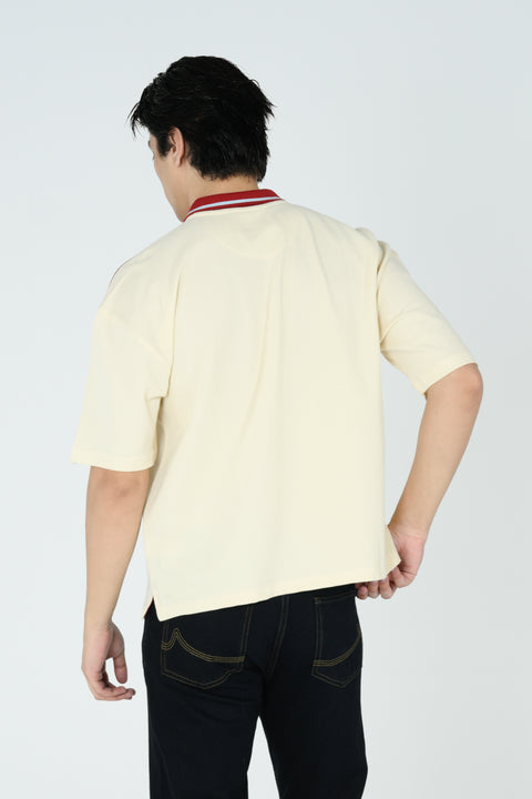 BOXY FIT ZIP PLACKET GRAPHIC POLO