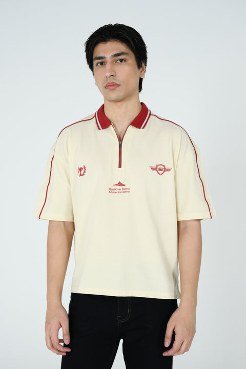 BOXY FIT ZIP PLACKET GRAPHIC POLO