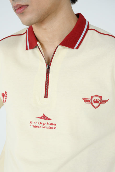 BOXY FIT ZIP PLACKET GRAPHIC POLO