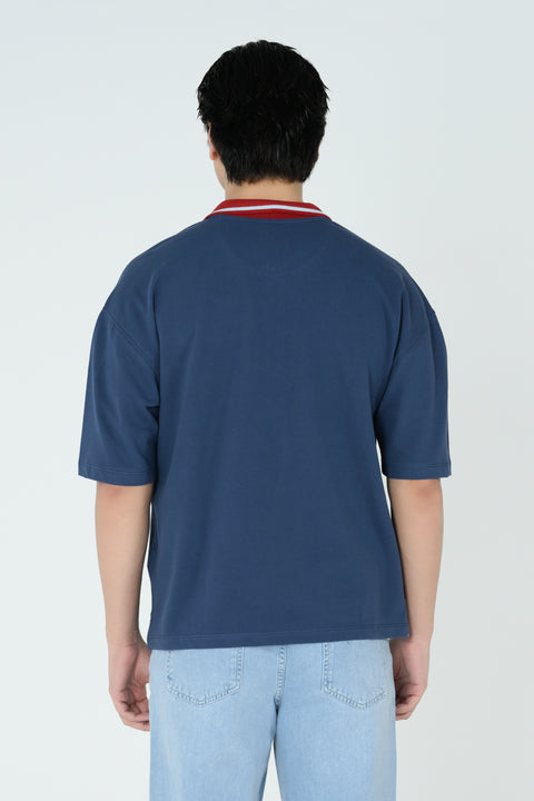BOXY FIT ZIP PLACKET GRAPHIC POLO