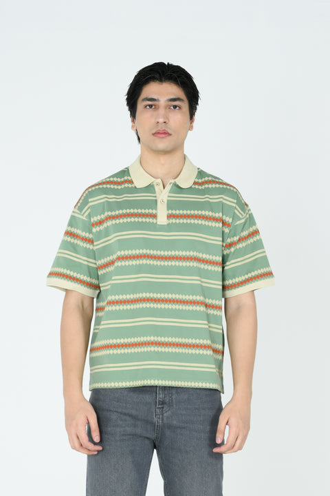 RELAXED FIT PRINTED POLO