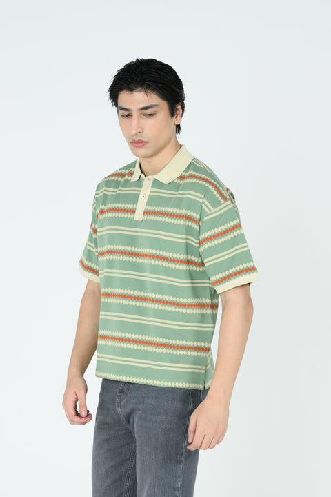 RELAXED FIT PRINTED POLO