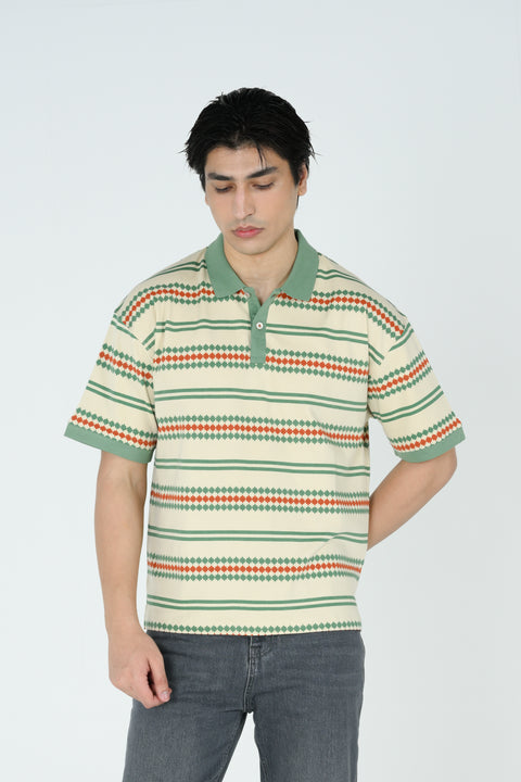 RELAXED FIT PRINTED POLO