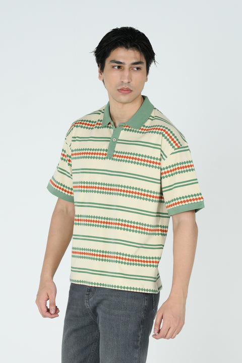 RELAXED FIT PRINTED POLO