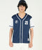 RELAXED FIT MESH BUTTON DOWN BASEBALL JERSEY SHIRT