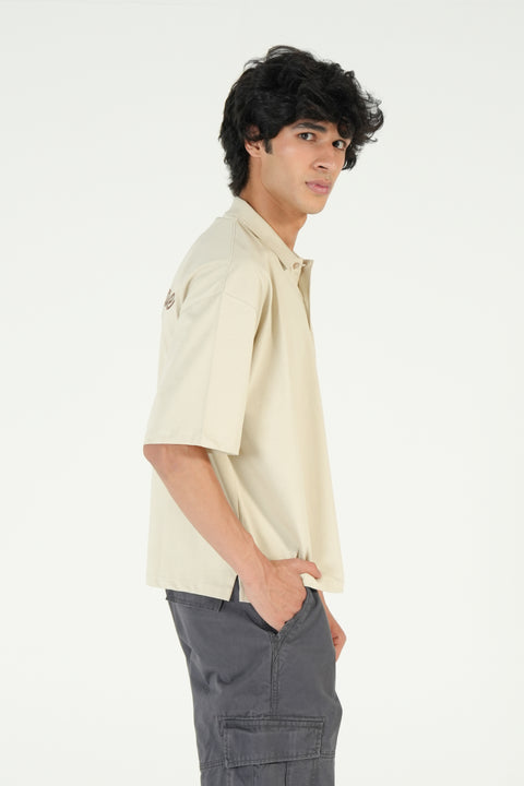 BOXY FIT ZIP EMBROIDERED POLO