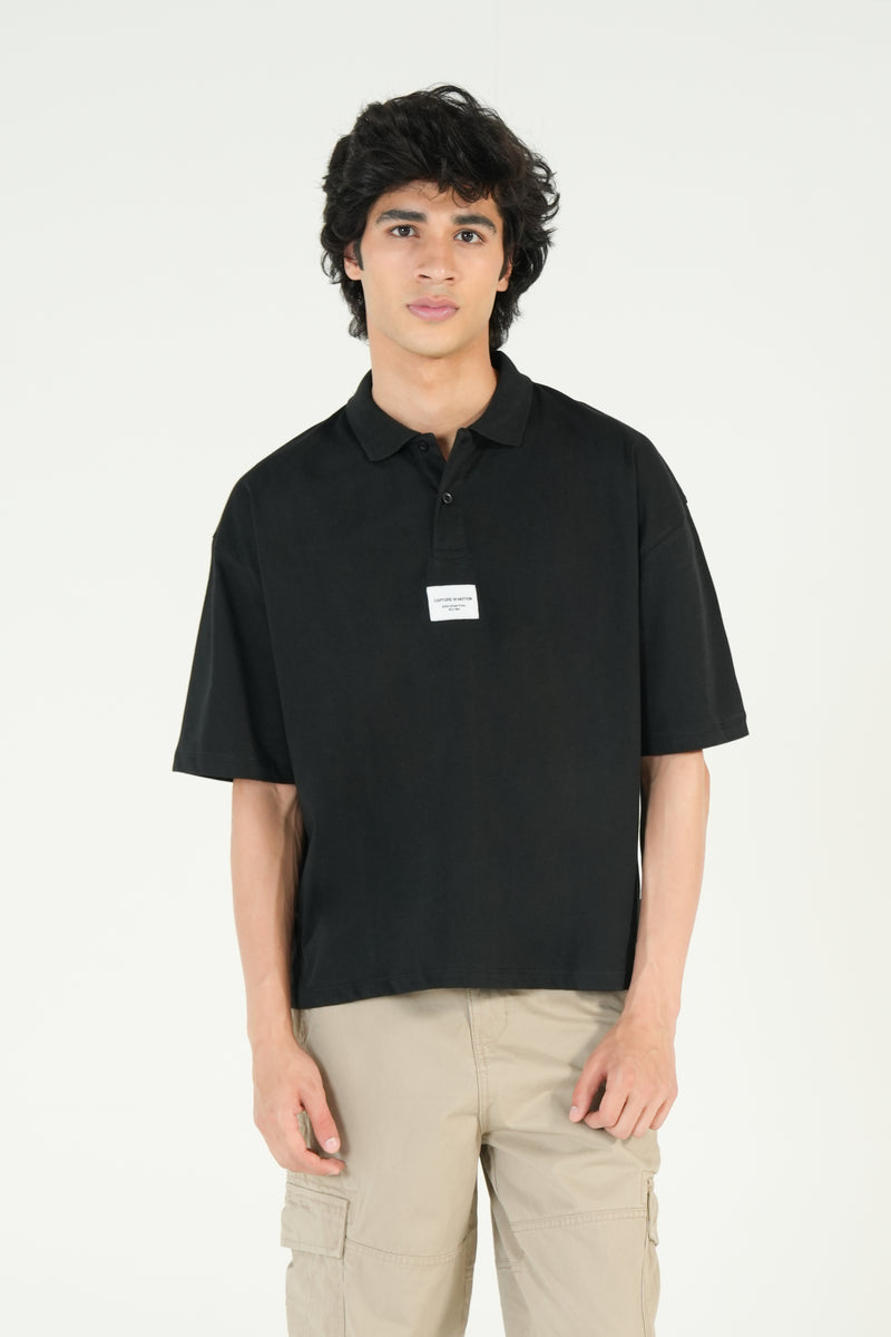 BOXY FIT ZIP EMBROIDERED POLO