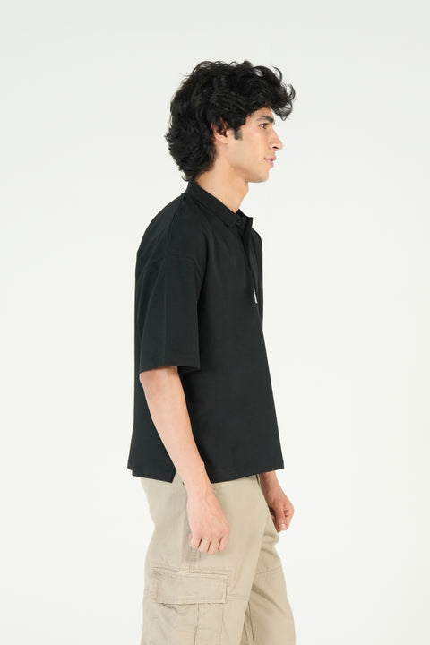 BOXY FIT ZIP EMBROIDERED POLO