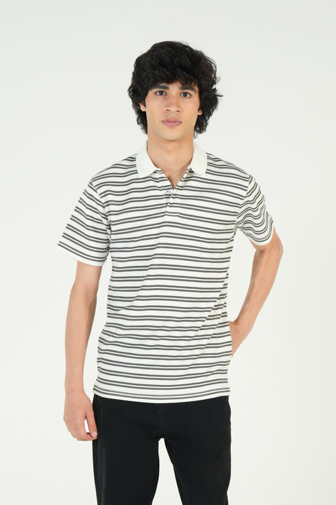 TEXTURED STRIPED POLO