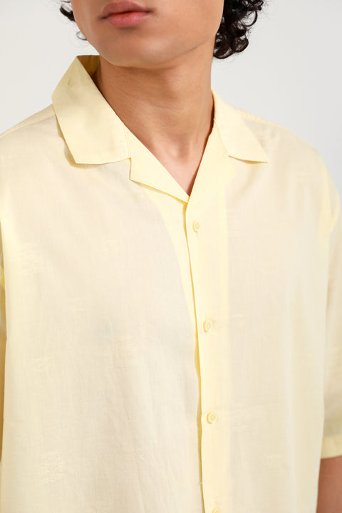 BOXY FIT RESORT COLLAR DOBBY SHIRT