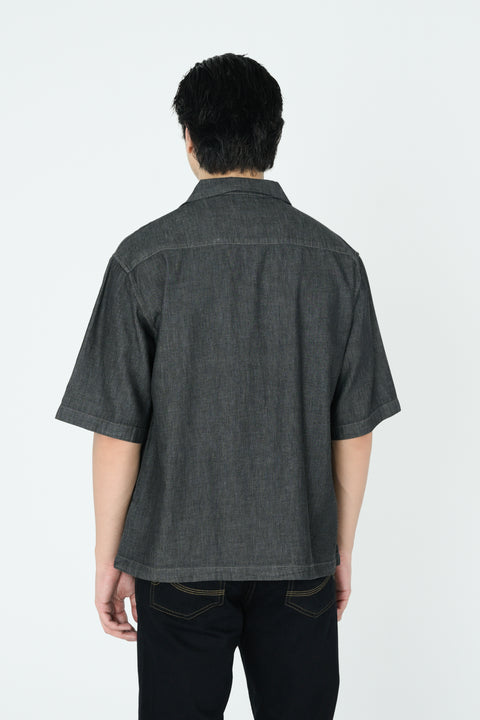 BAGGY FIT RESORT COLLAR DENIM SHIRT
